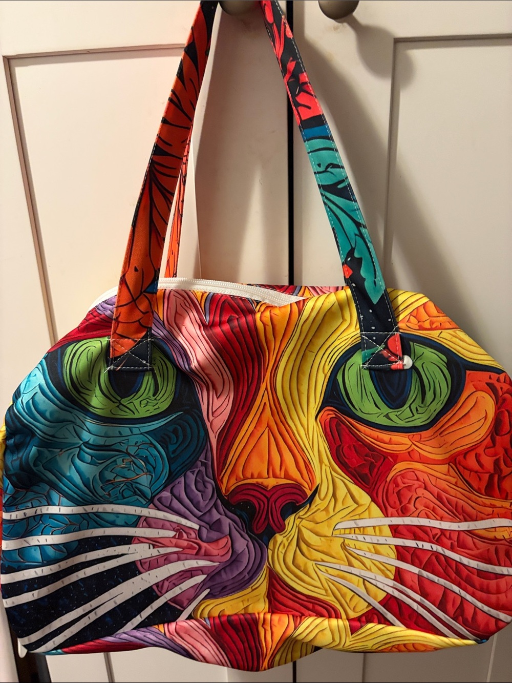 Colorful Multi-Color Cat Print Tote Bag Large 16’ wide 20’Tall With handles. New
